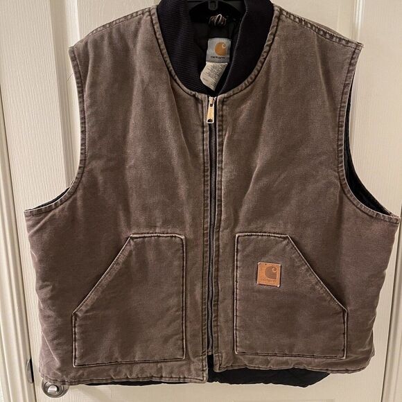 Vintage Carhartt Men's Vest Quilted Lined Brown Canvas Union Made USA Size XXL - Picture 3 of 16